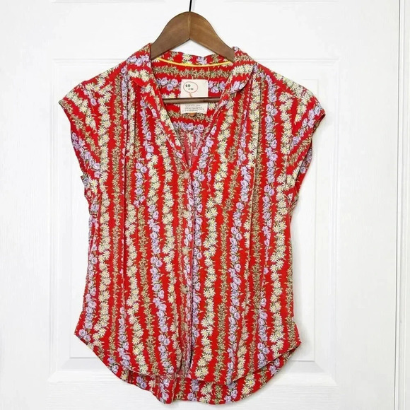 ANTHROPOLOGIE 49 of 52 Conversations XS Colloquial Button Down Daisy - Picture 2 of 9